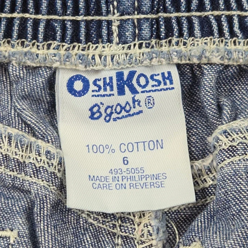 Vintage OshKosh Bgosh Boys Blue Denim Cargo Jeans Size 6 90s Side Stripe Pockets